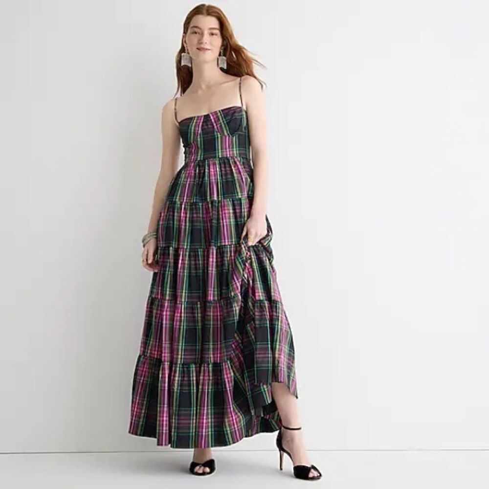 ❤️NWT J. Crew Pink Taffeta Tartan Dress | Sz. 10